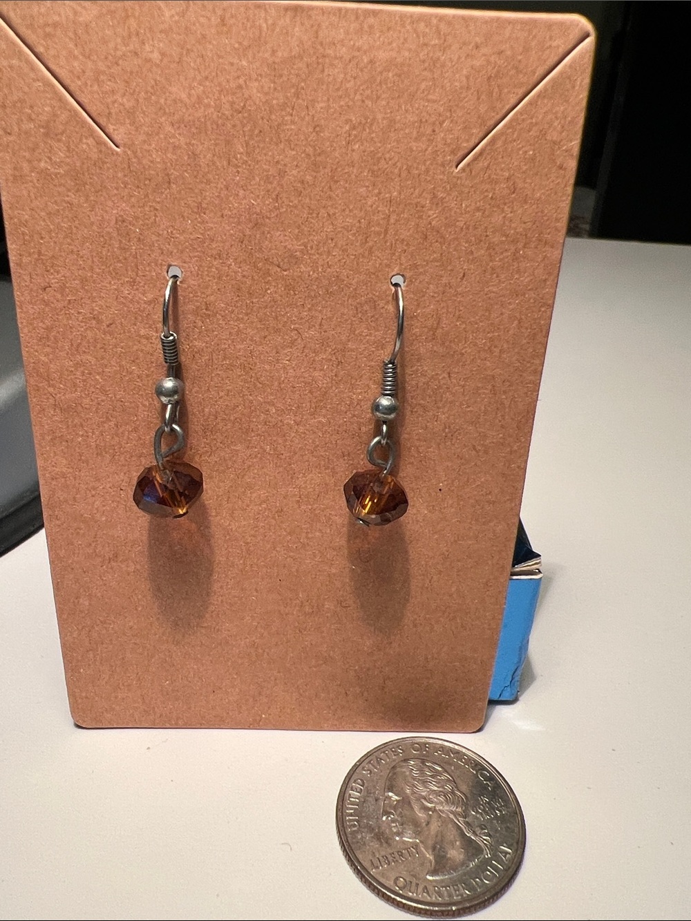 Dainty Amber Crystal Drop Earrings for Women
